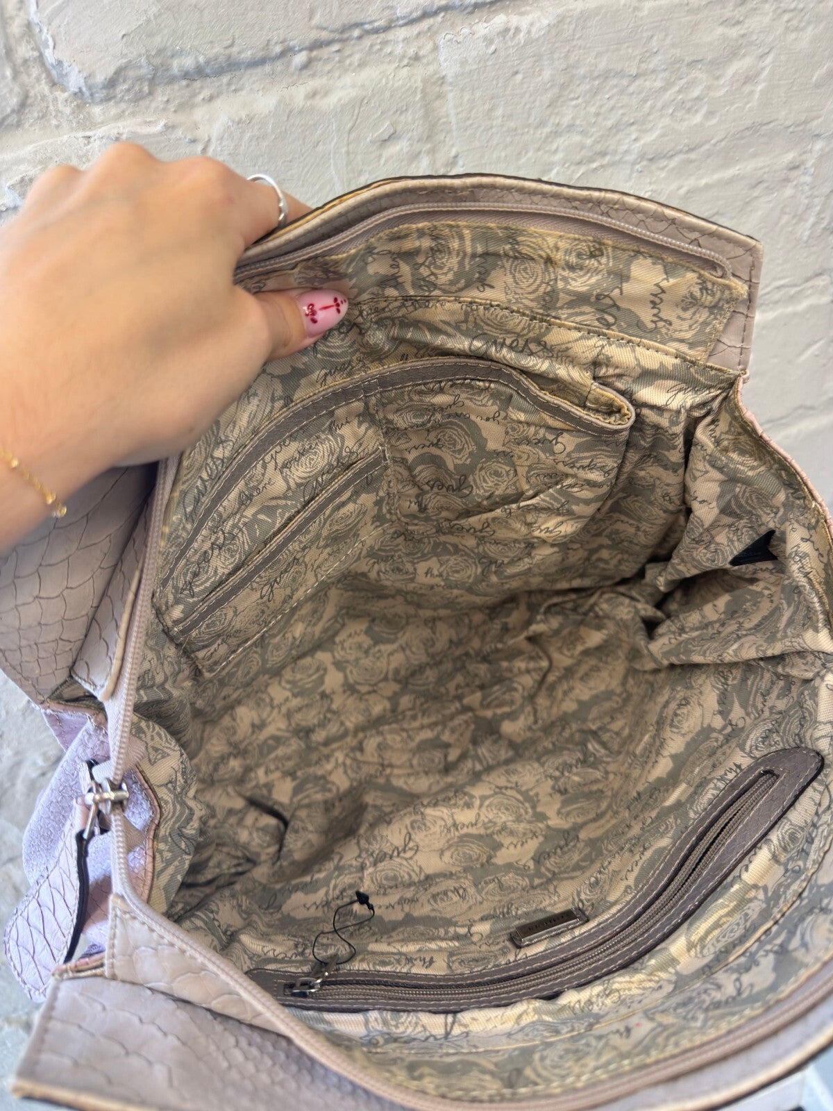 Guess Pink and Beige Textured Tote Bag