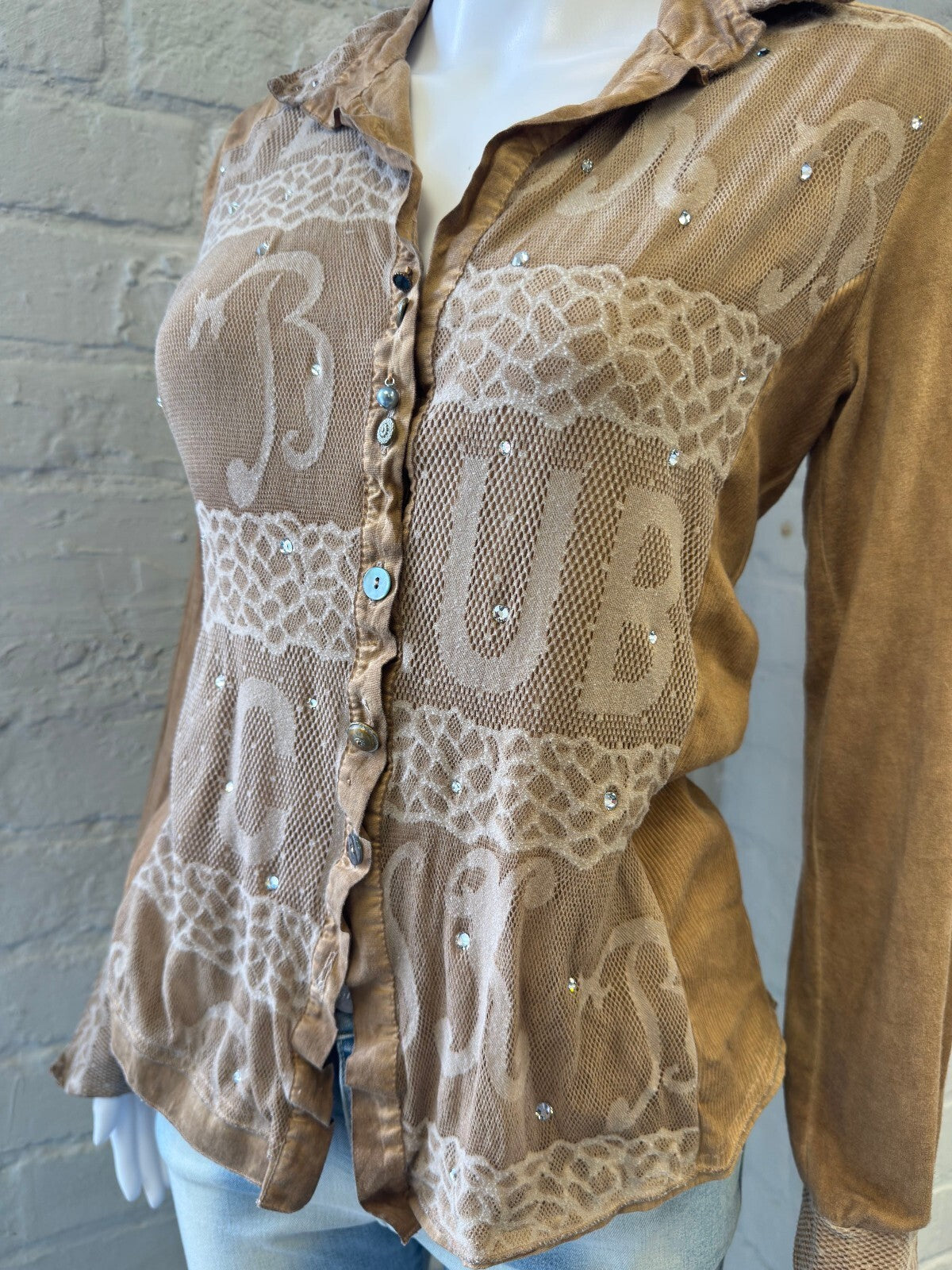Brown Vintage Long Sleeve Button-Up Shirt