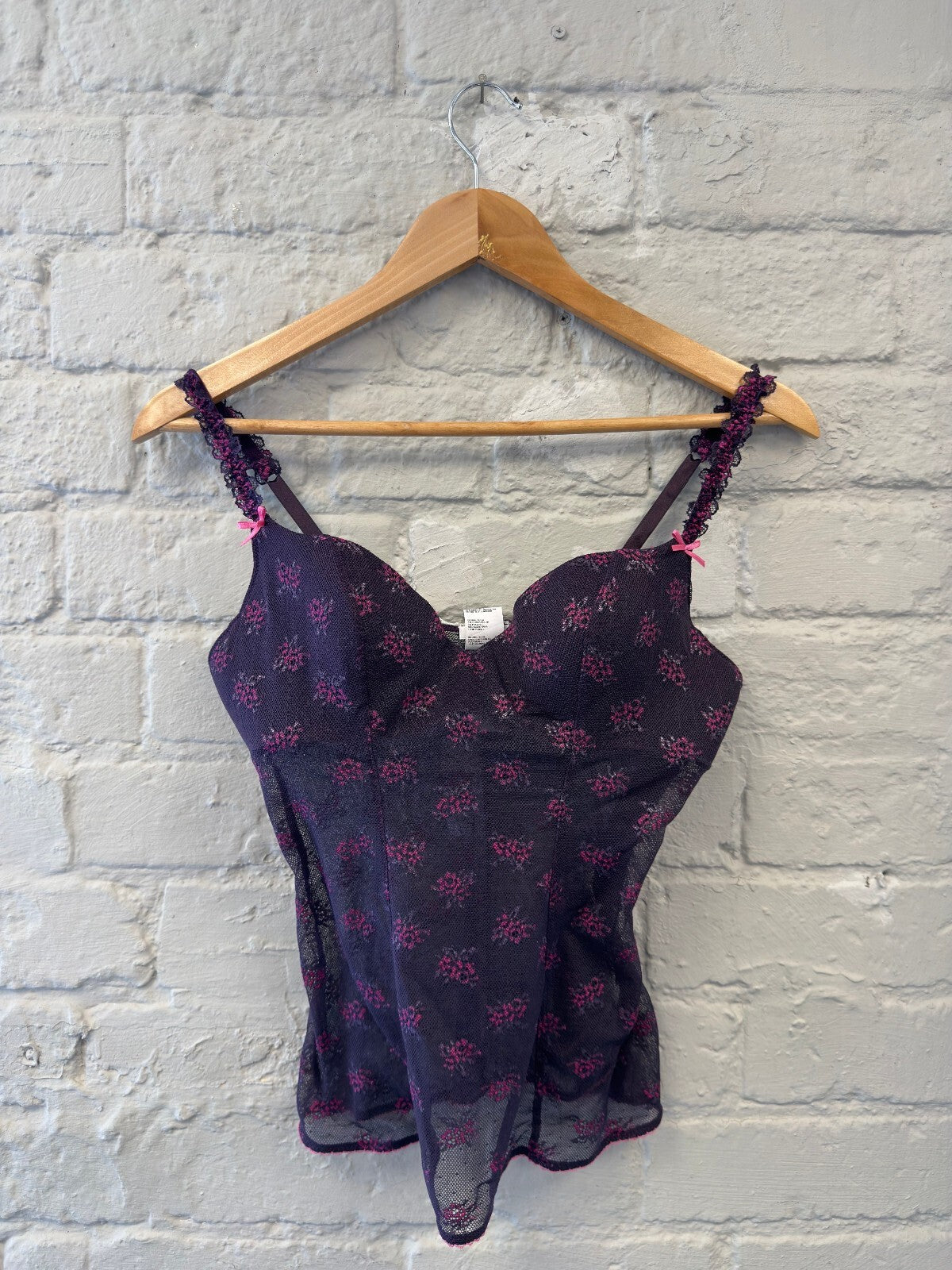 Intimissimi Purple Floral Mesh Camisole Top