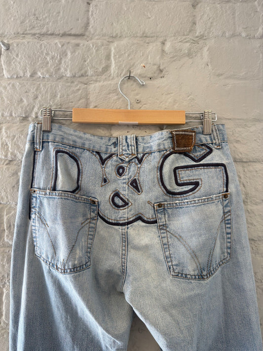 Dolce & Gabbana Light Blue Denim Jeans with Large D&G Logo