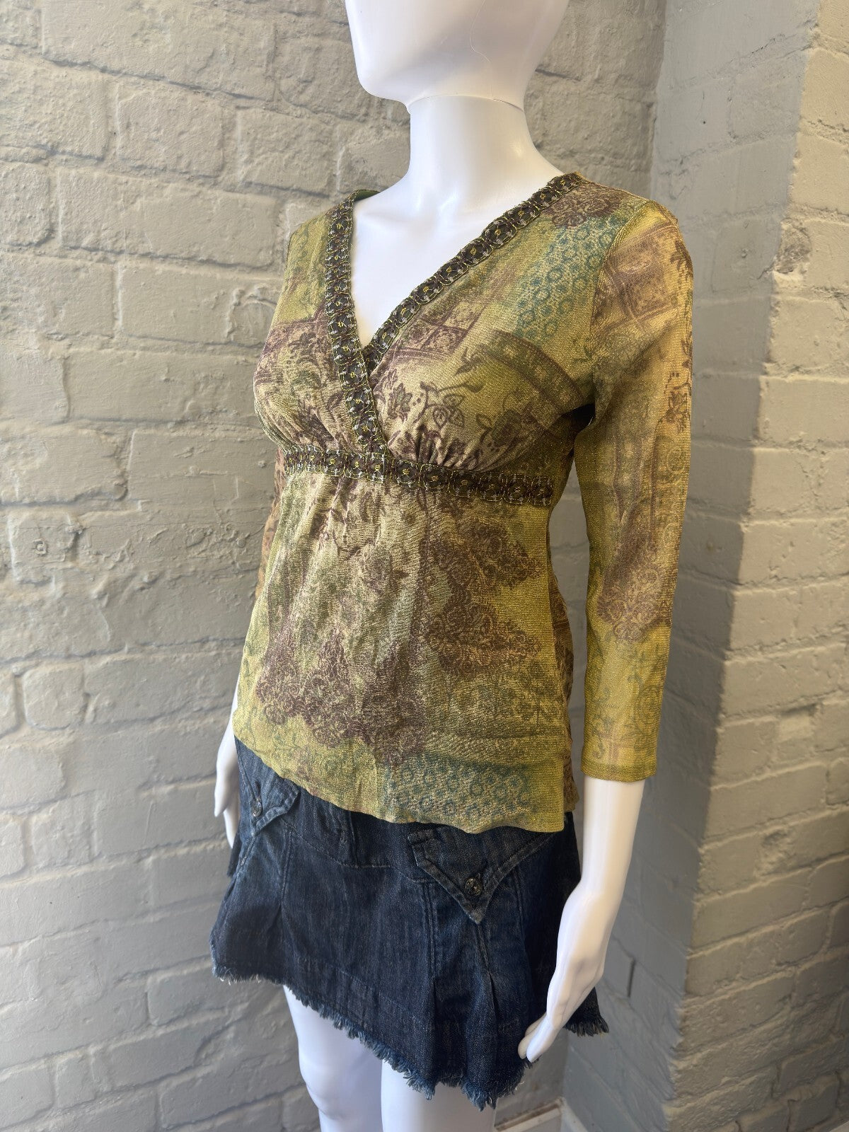 Earthy Green Fairy Mesh Top