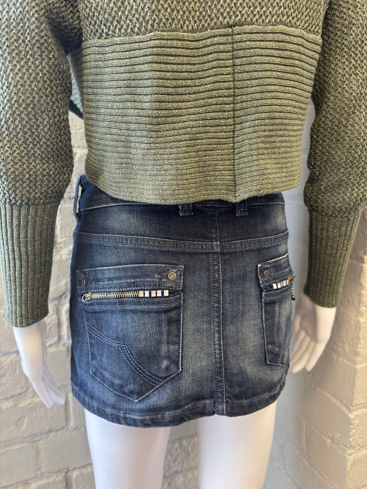 Kocca Denim Mini Skirt with Studded Back Pockets
