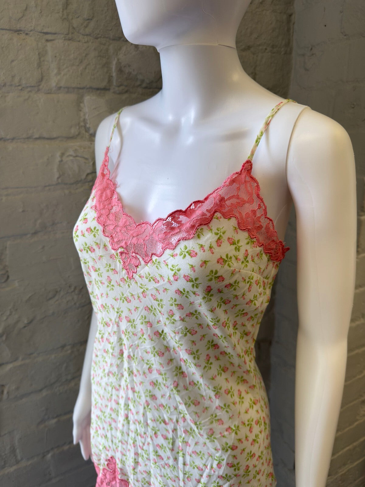 Floral Lace Trim Slip Mini Dress