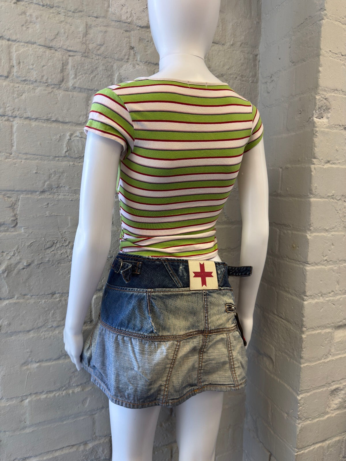 Striped Crop Top in Green and White