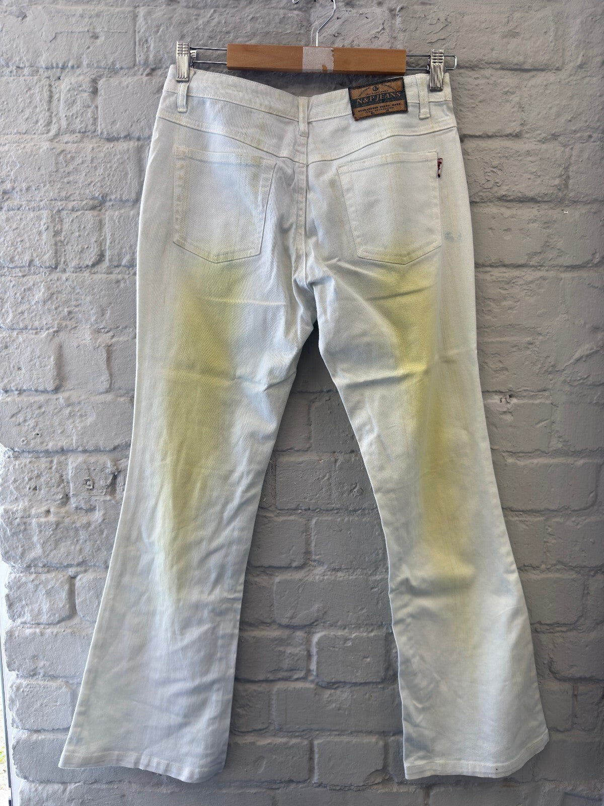 2000s Y2K White Jeans with Yellow Dye