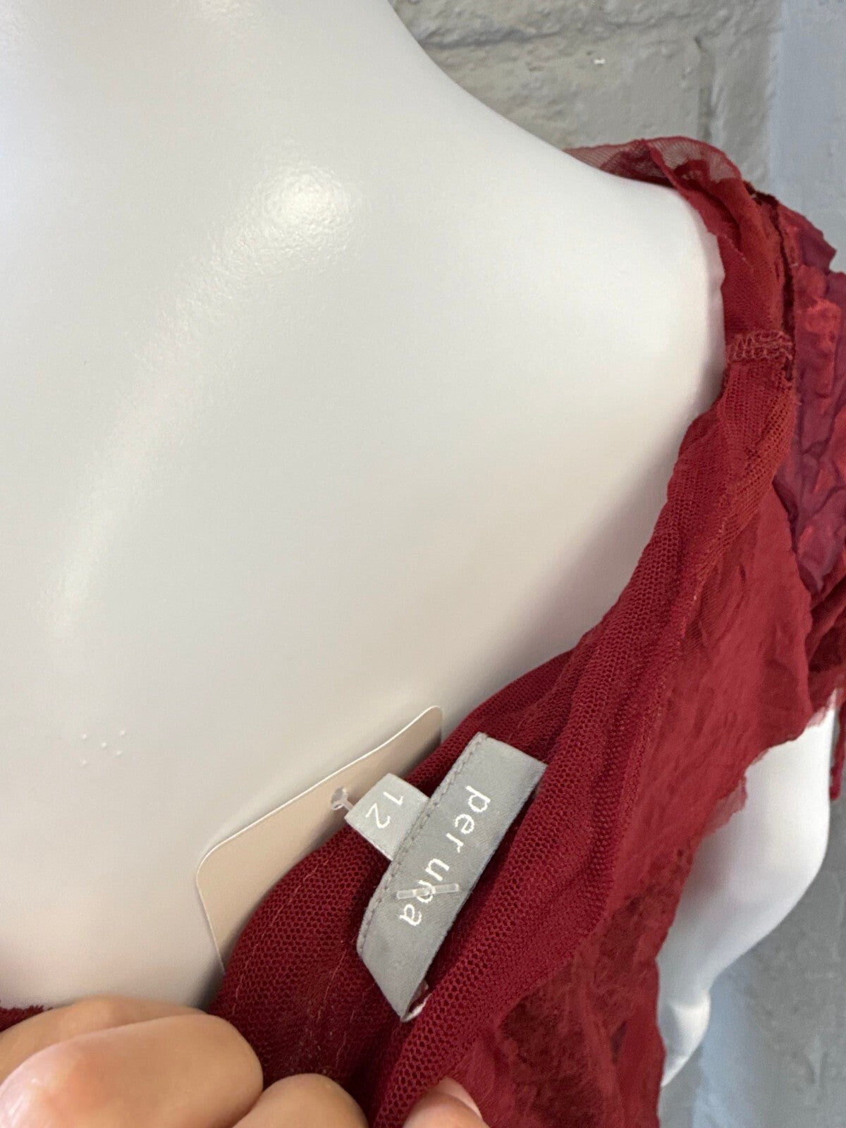 Per Una Red Layered Ruffle Top