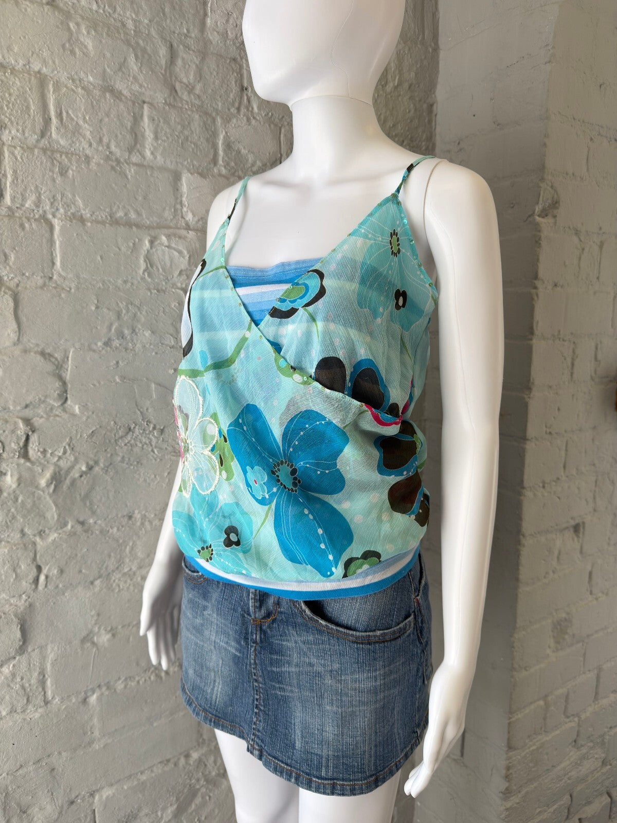 Floral Print Blue Cami Top