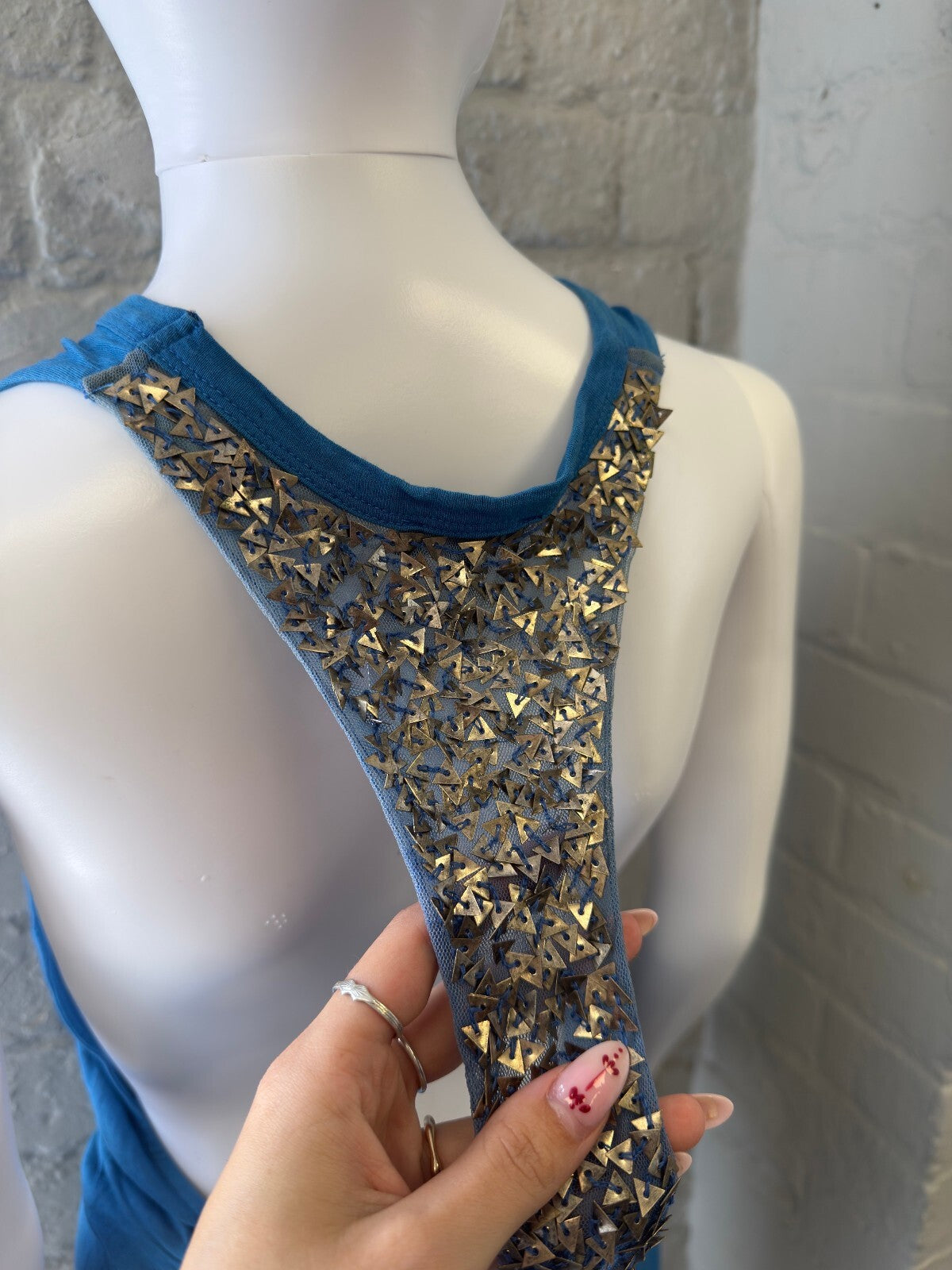 Miss Sixty Blue Tank Top with Studded Back Detail