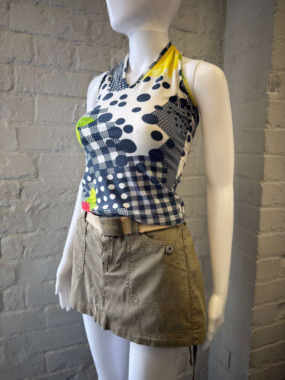 Guess Mini Skirt with Belt Khaki