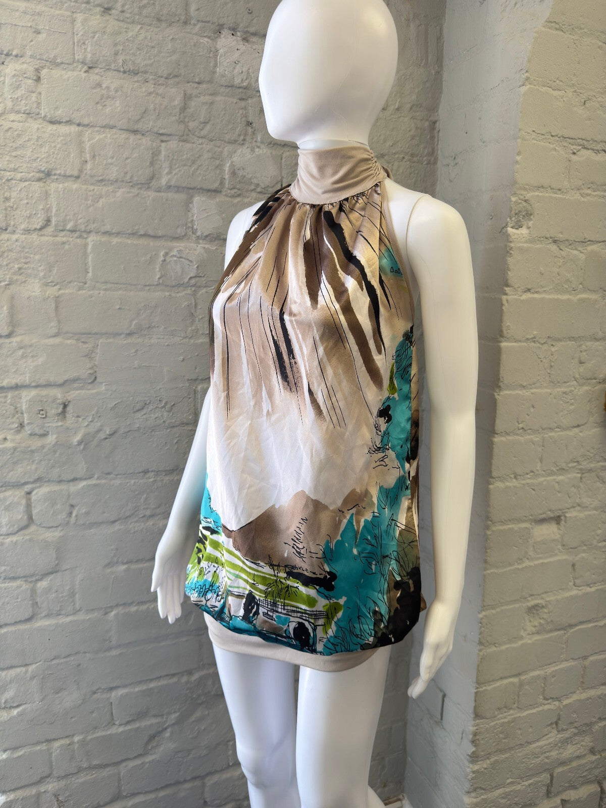 Vintage Satin Halter Neck Dress