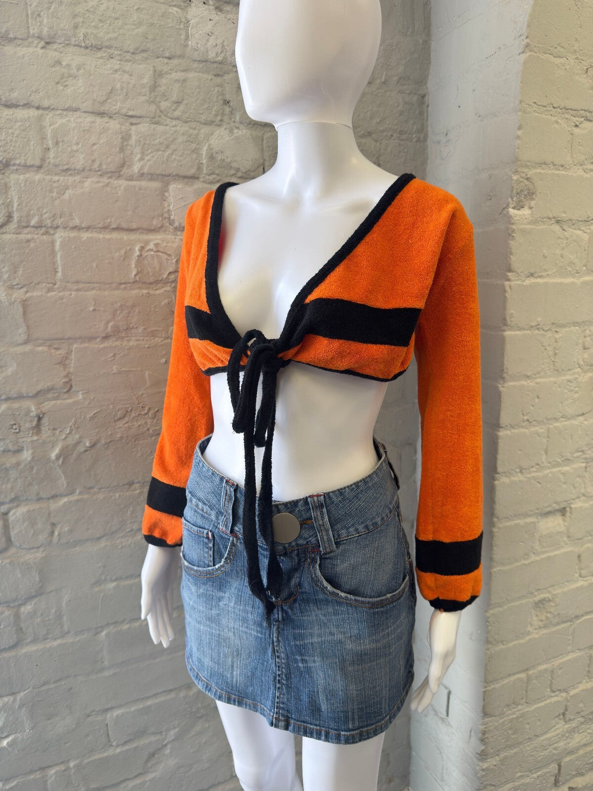 Vintage Orange and Black Towelling Bolero