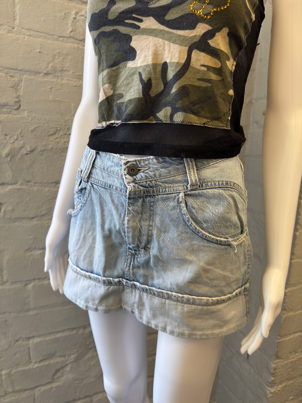 Please Me Light Blue Denim Mini Skirt