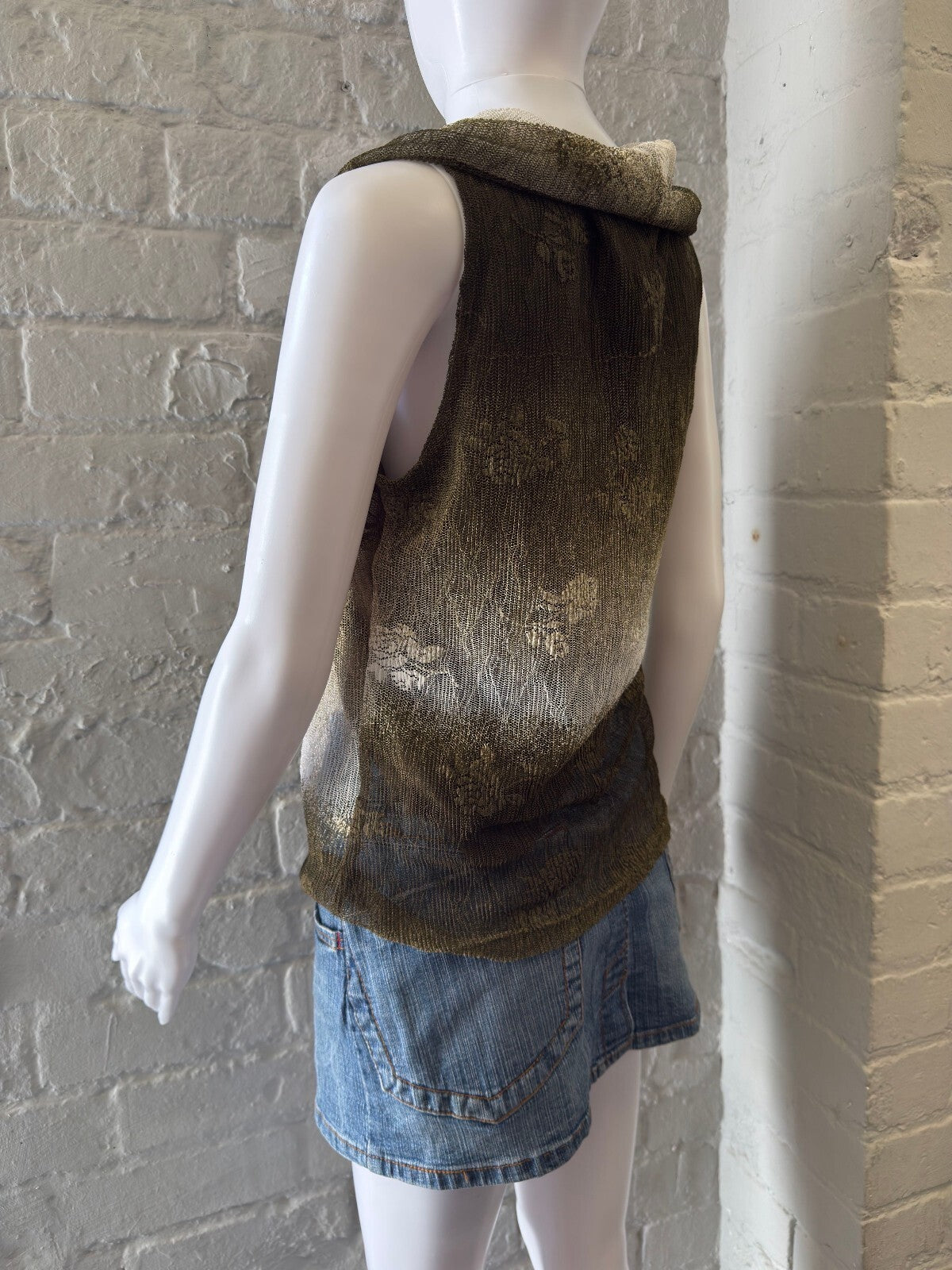 Olive Green Floral Knit Top