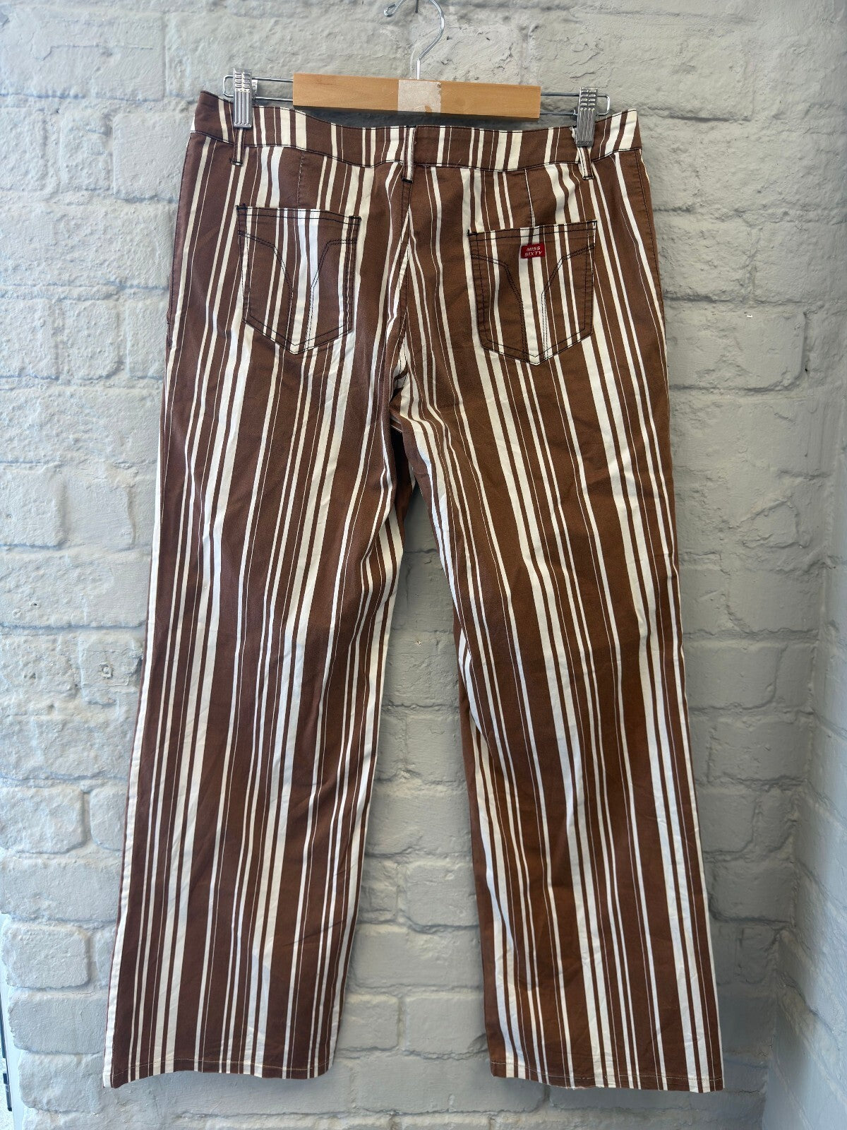 Miss Sixty Brown and White Stripe Trousers