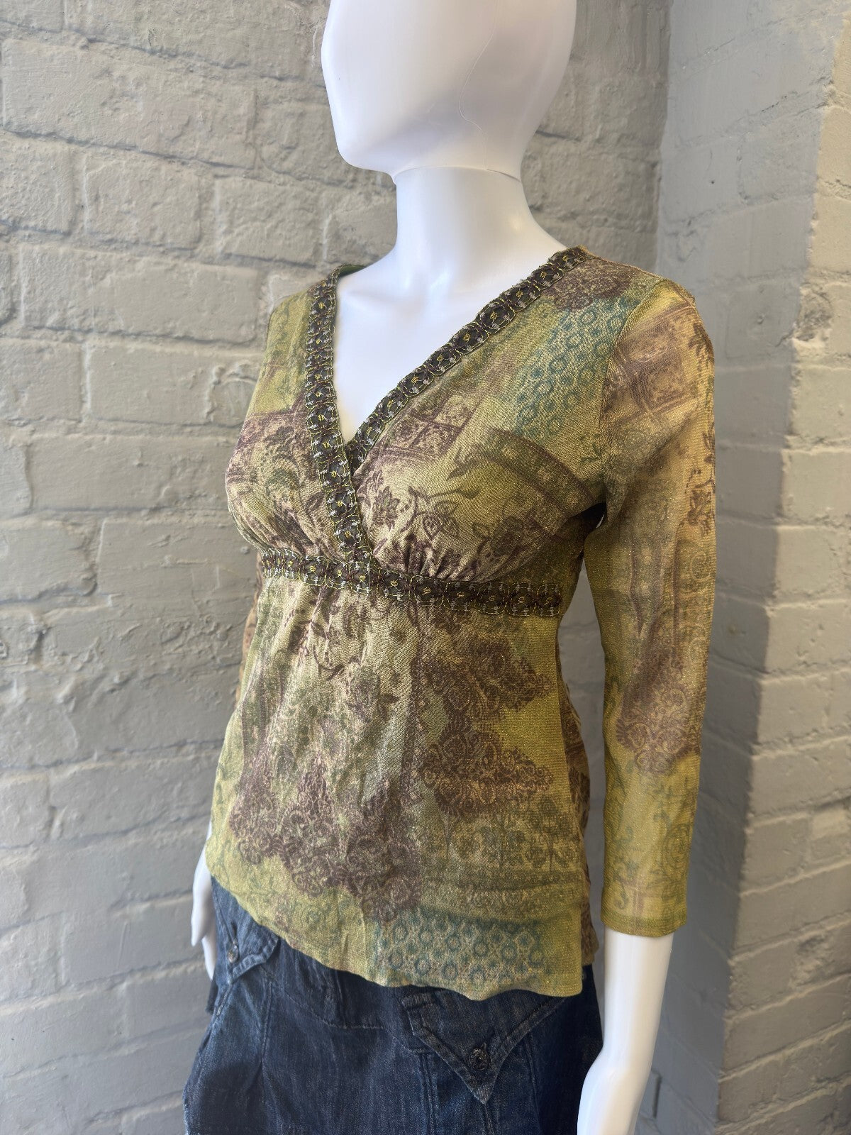 Earthy Green Fairy Mesh Top