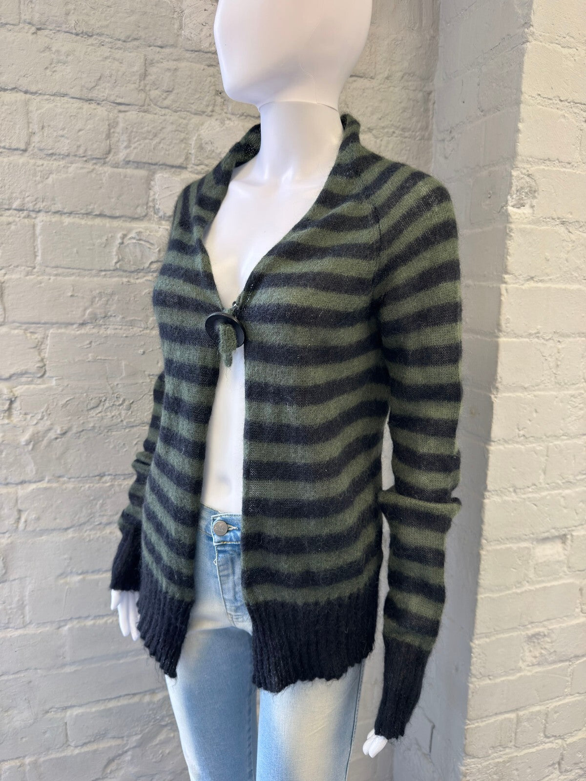 Max & Co. Striped Mohair Blend Cardigan with Toggle Closure