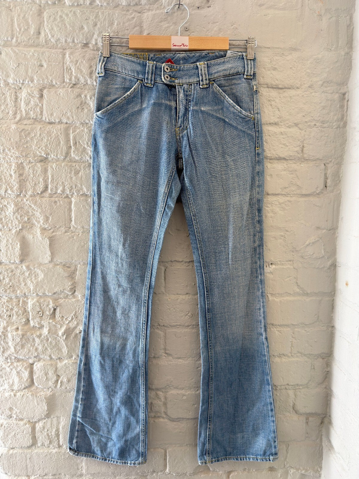 Light Blue Denim Jeans with Yellow 'BRASIL' Back Pocket Print