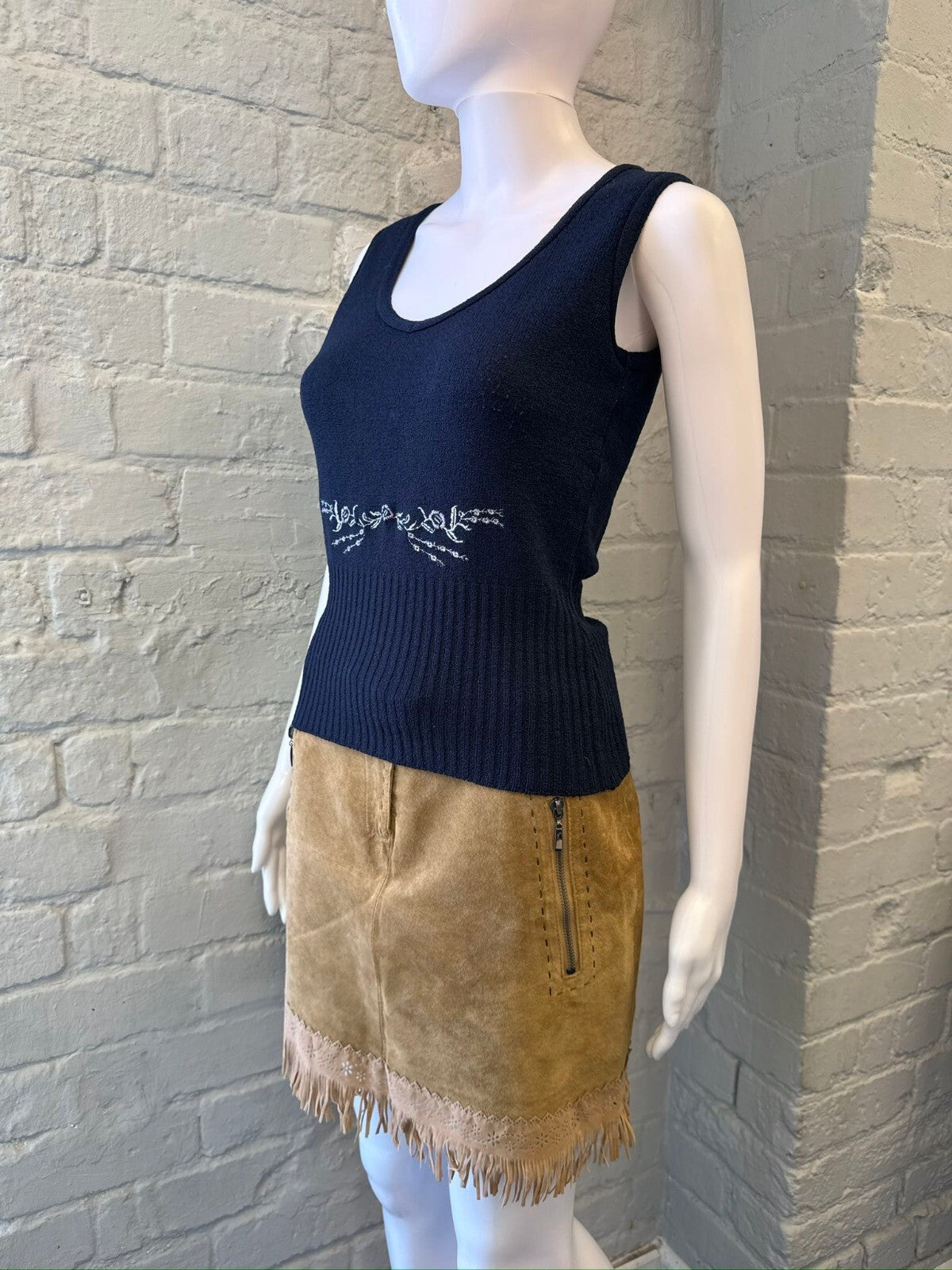 Navy Blue Knit Tank Top