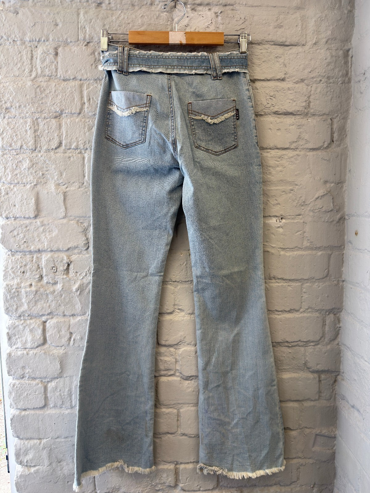 Light Blue Denim Flared Jeans with Belt