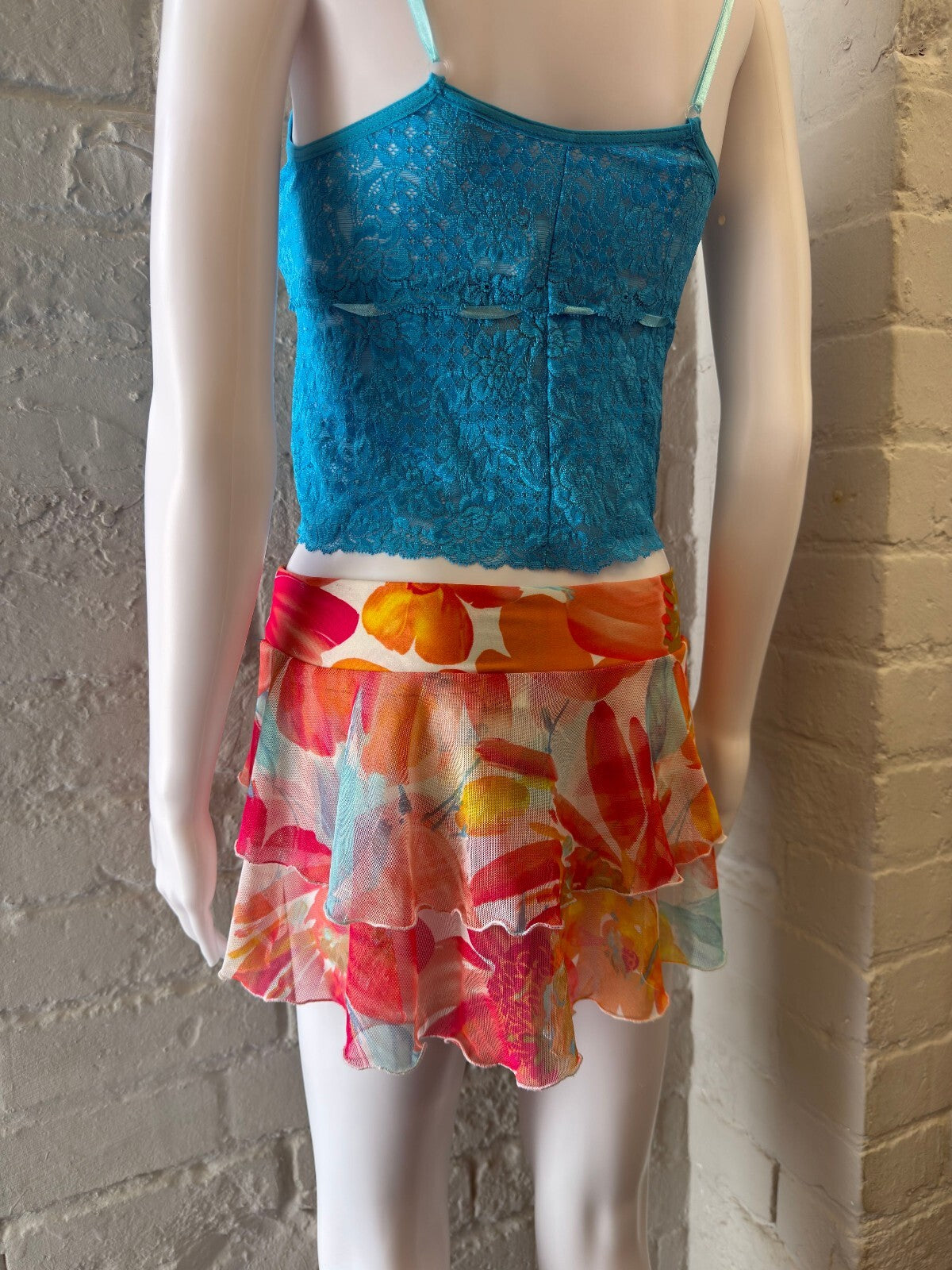 Floral Layered Mesh Mini Skirt