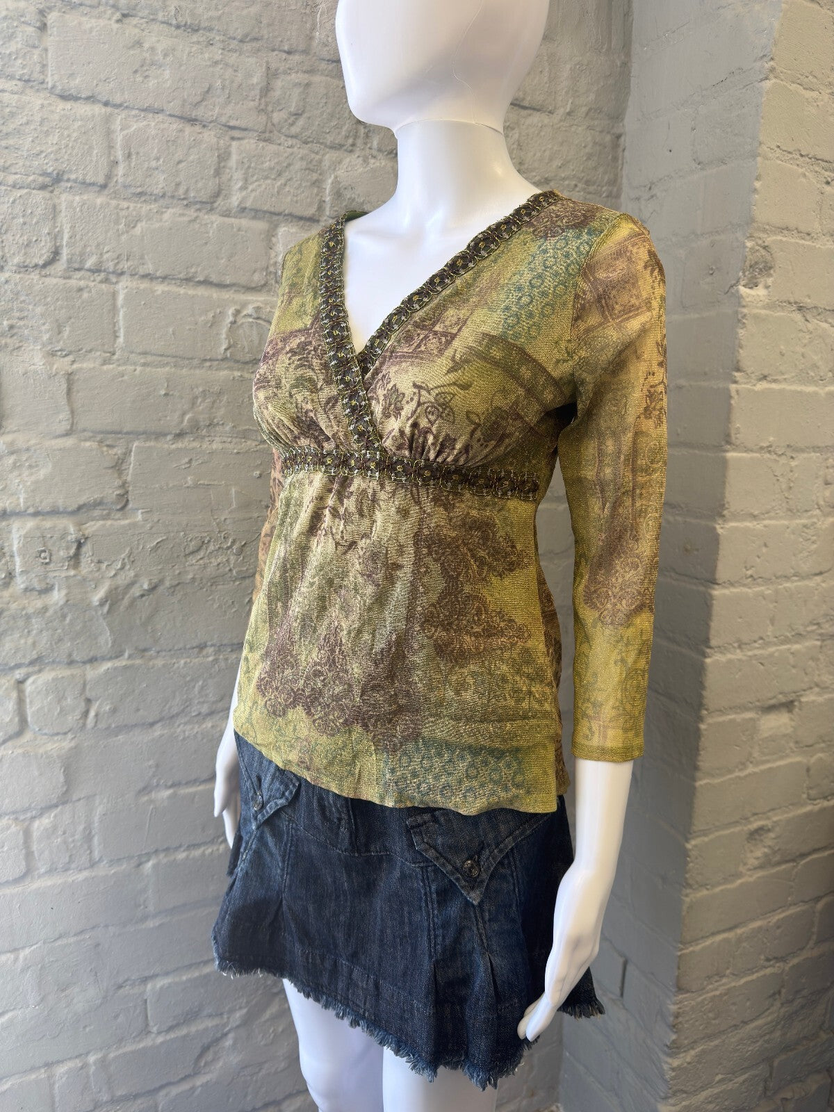 Earthy Green Fairy Mesh Top