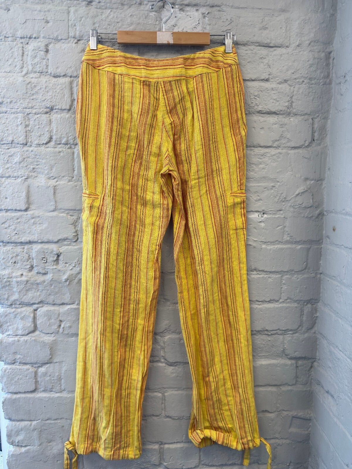 Yellow Striped Linen Trousers