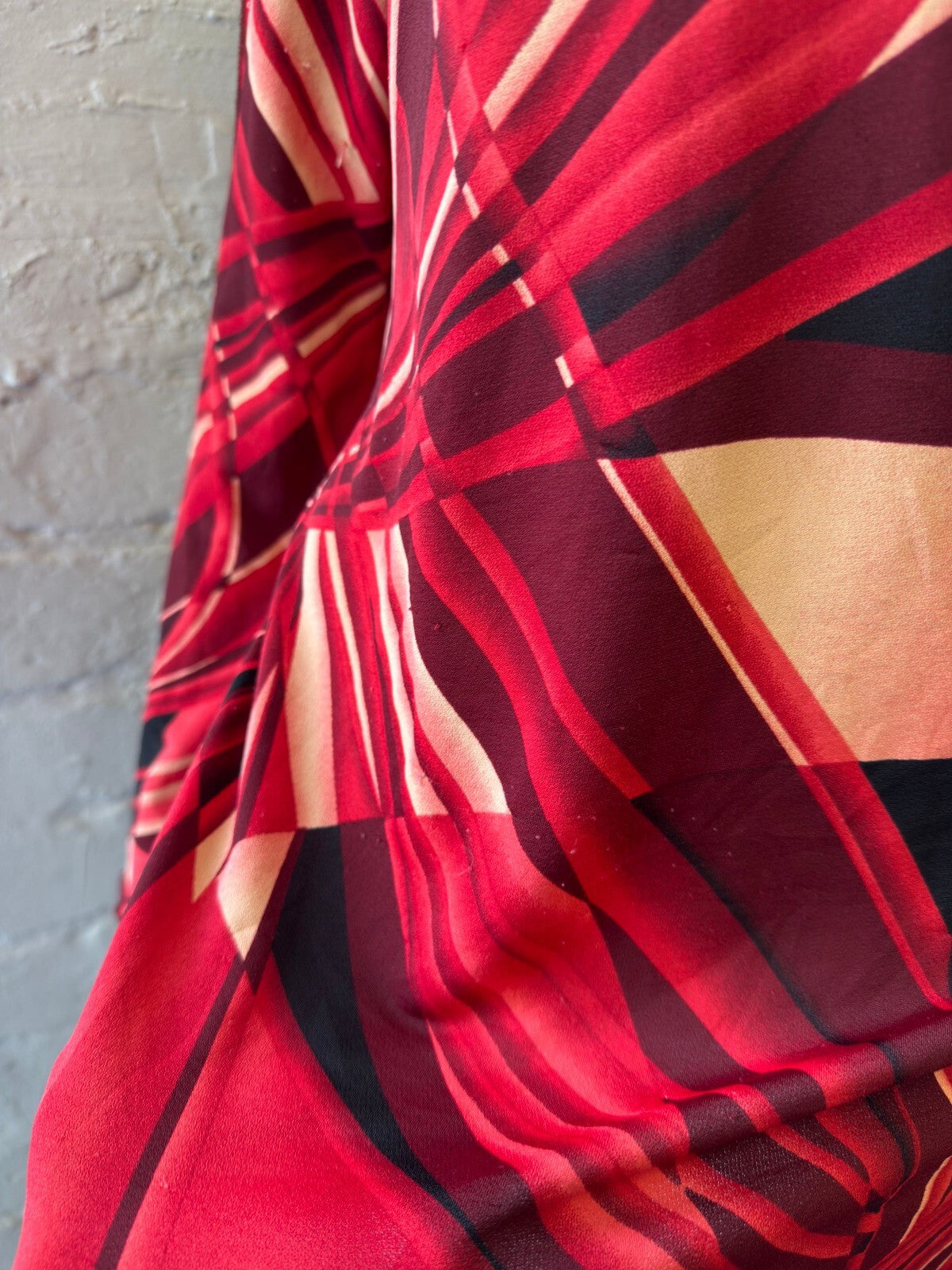 Red Abstract Print Asymmetric Cold Shoulder Mini Dress