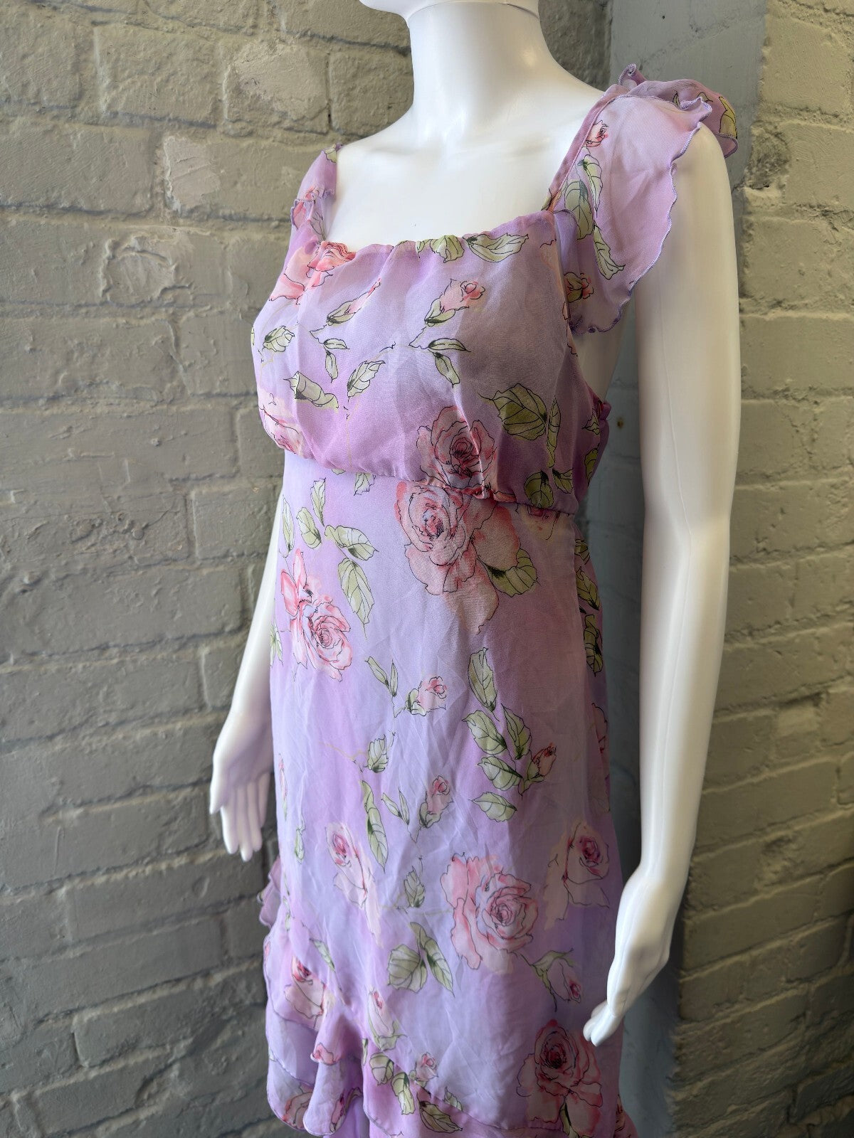 Lilac Floral Ruffle Dress
