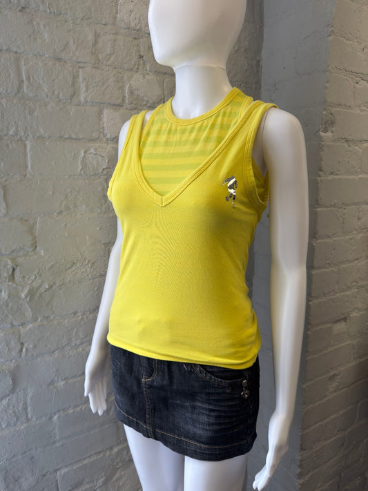 Yellow Double Layered Sleeveless Top
