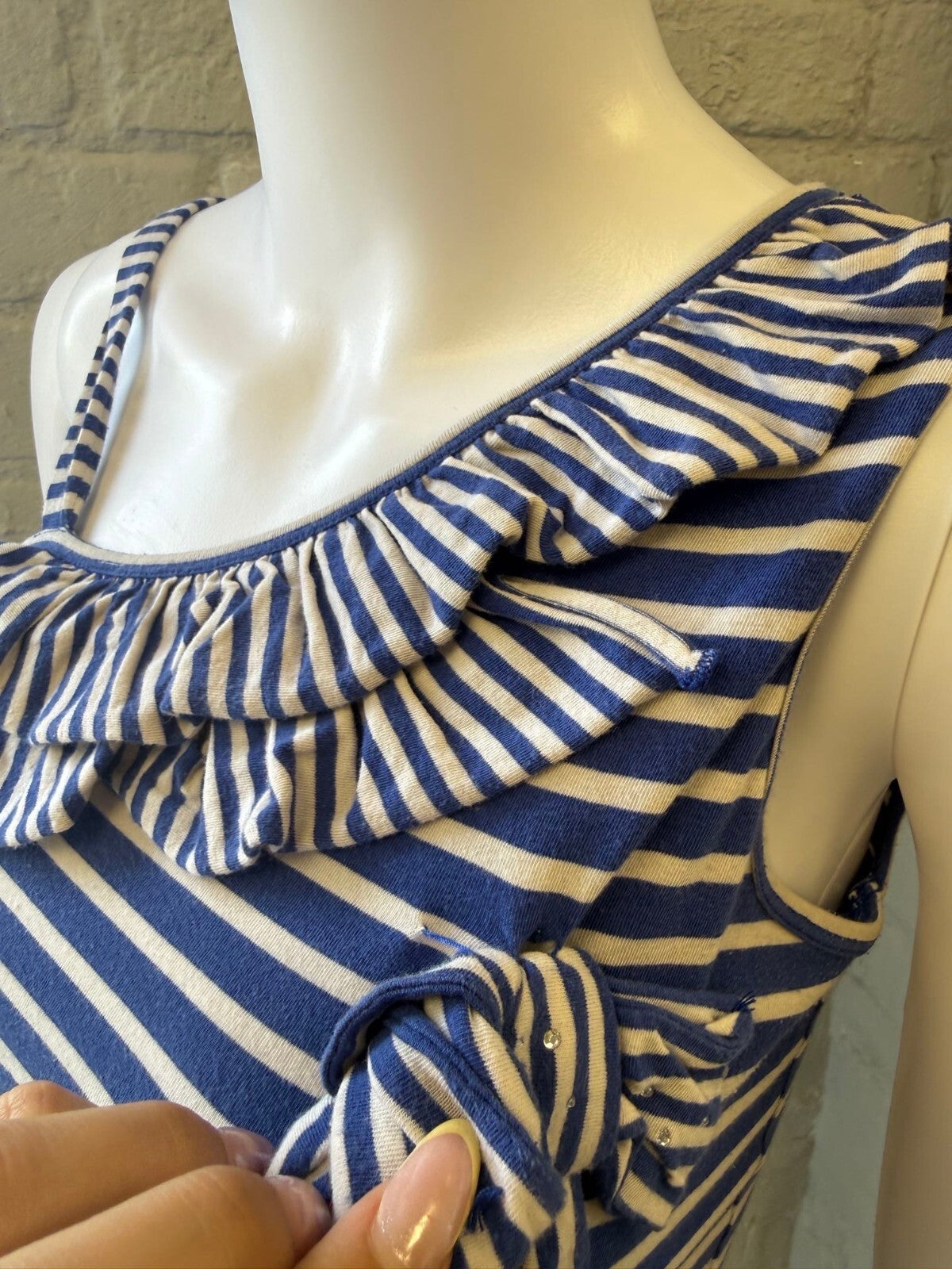 Blue and White Striped Vest Top