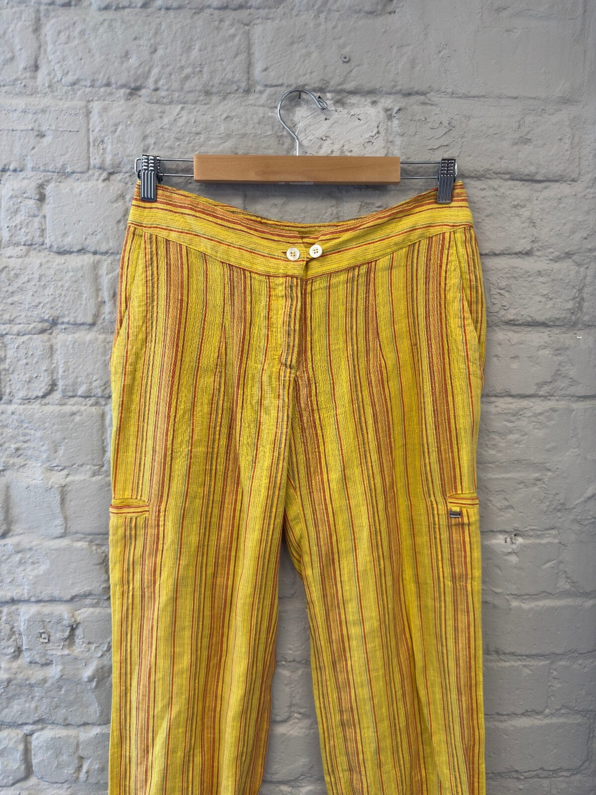 Yellow Striped Linen Trousers
