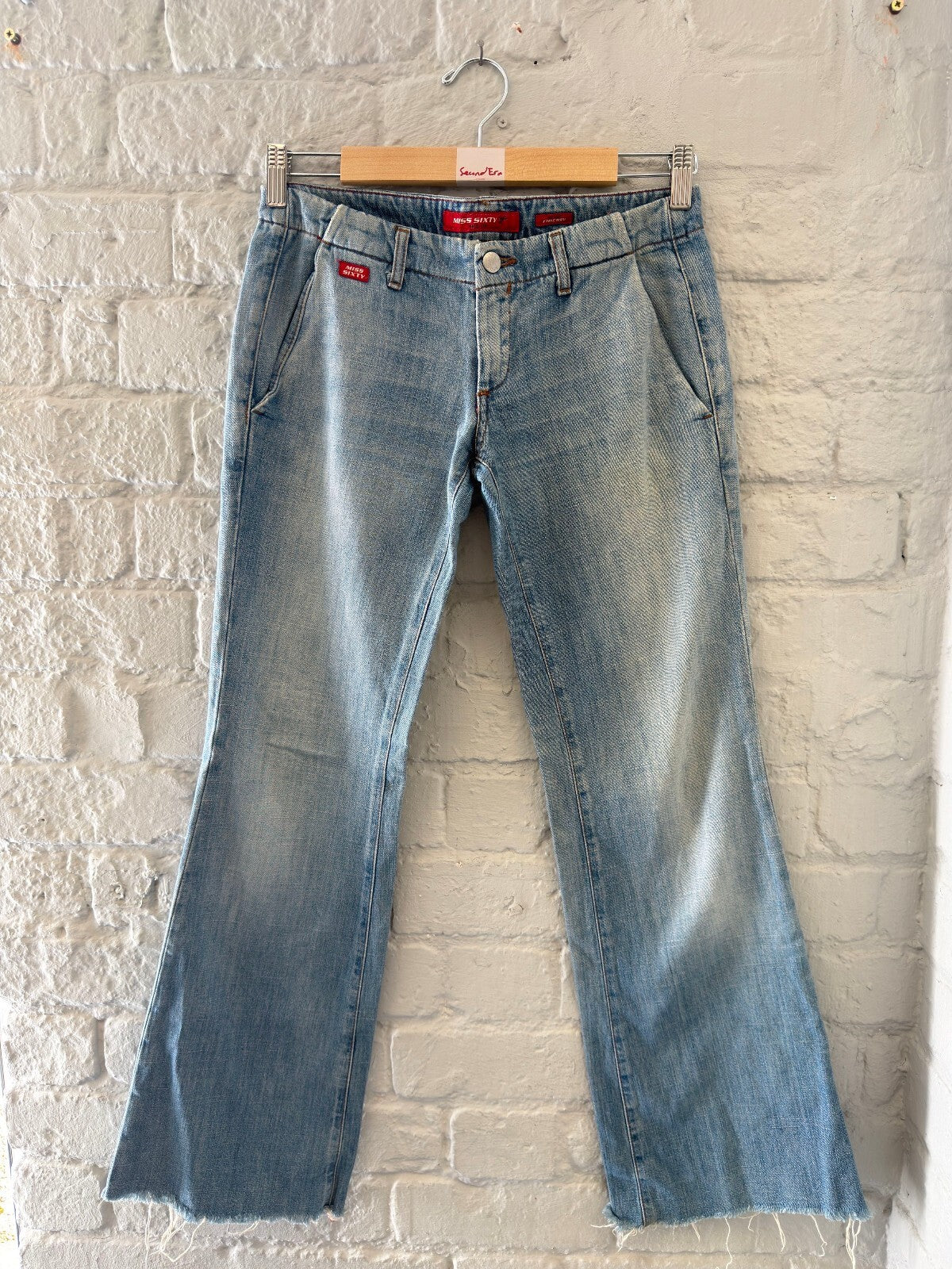 Miss Sixty Light Blue Flared Jeans with Raw Hem