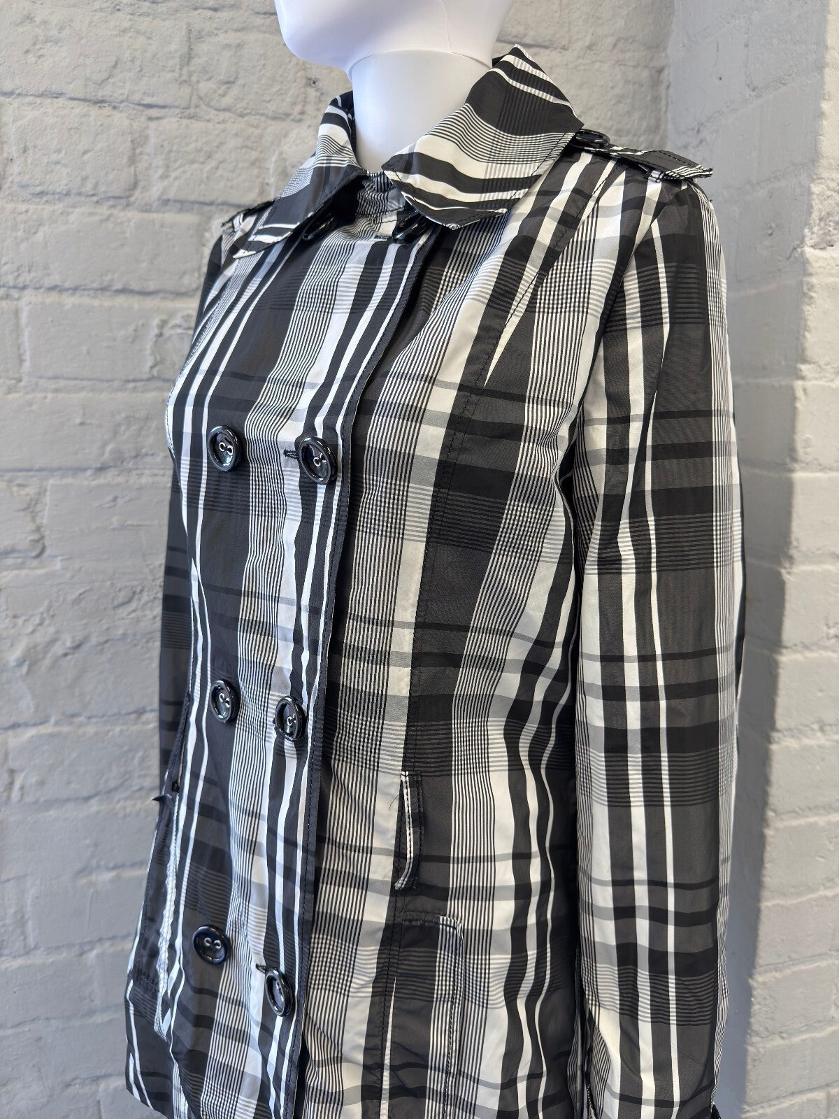 Milano Black and White Plaid Trench Coat