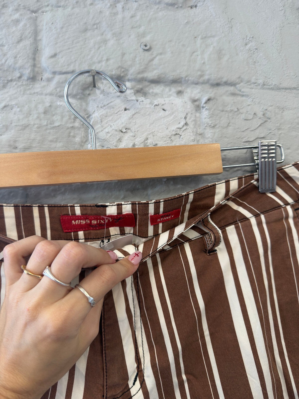 Miss Sixty Brown and White Stripe Trousers