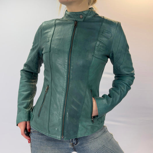 Street One Teal Green Leather Jacket- SIZE S