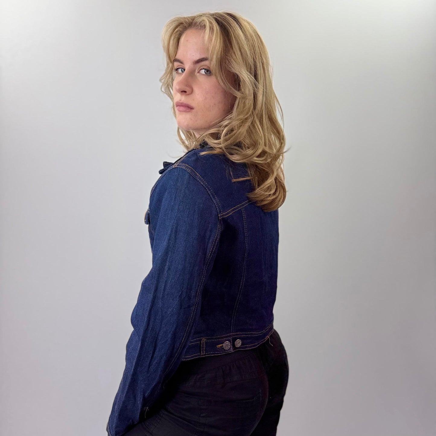 No Comment Women's Dark Blue Denim Jacket- SIZE S