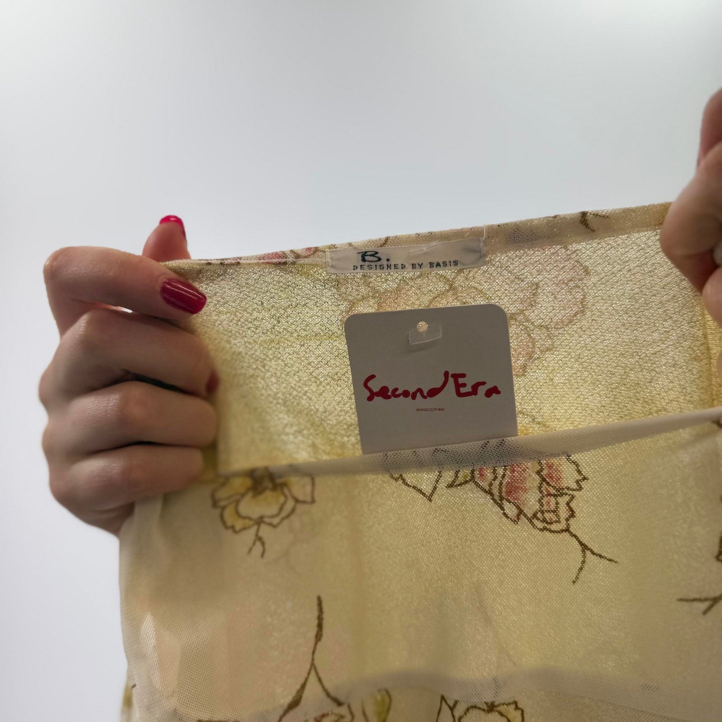 B Floral Print Sheer Mesh Top with 3/4 Sleeves- SIZE XS