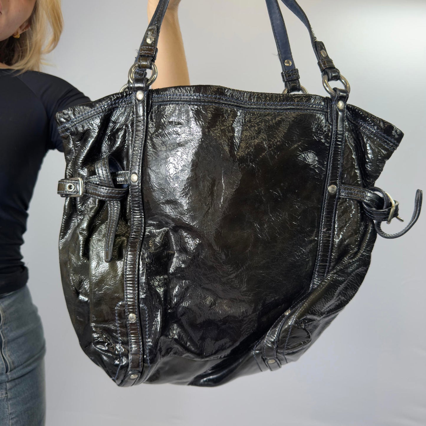 Coach Black Patent Leather Women's Tote Bag