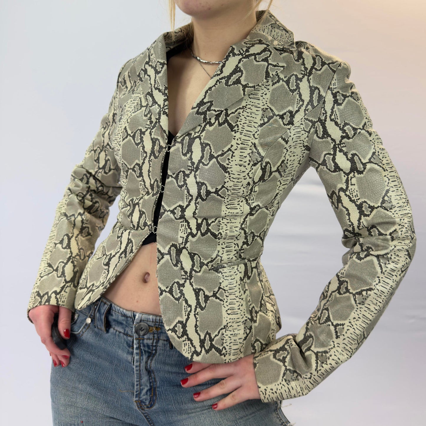 Motivi Snake Print Fitted Blazer Jacket- SIZE 10