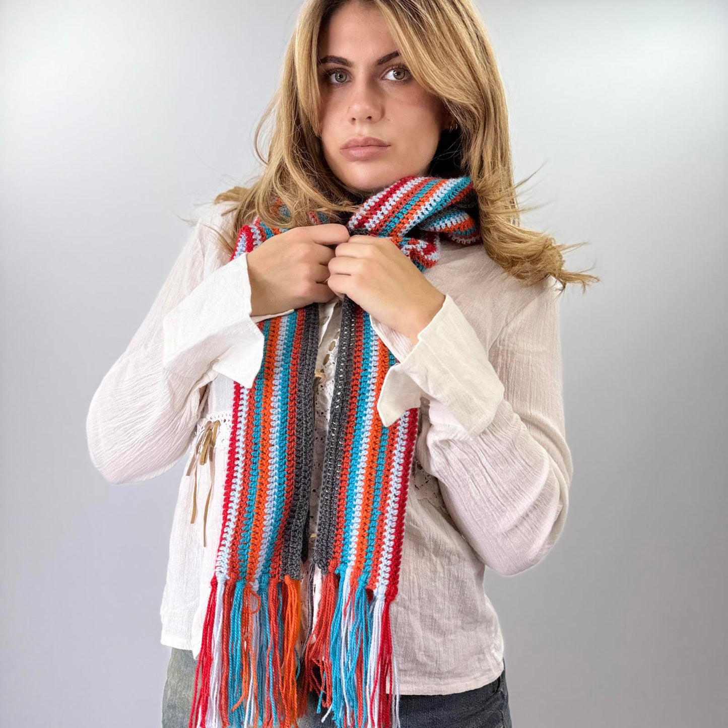 Striped Crochet Scarf